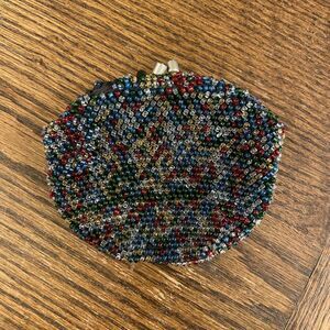 Vintage 1940's Very Colorful Seed Bead Wallet Clutch Coin Purse 4" x 5"